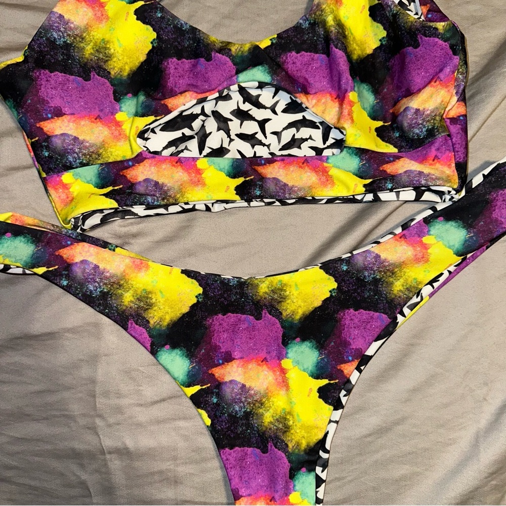 Moana Bikini in Black and White with Multicolor Accents - Picture 7 of 7